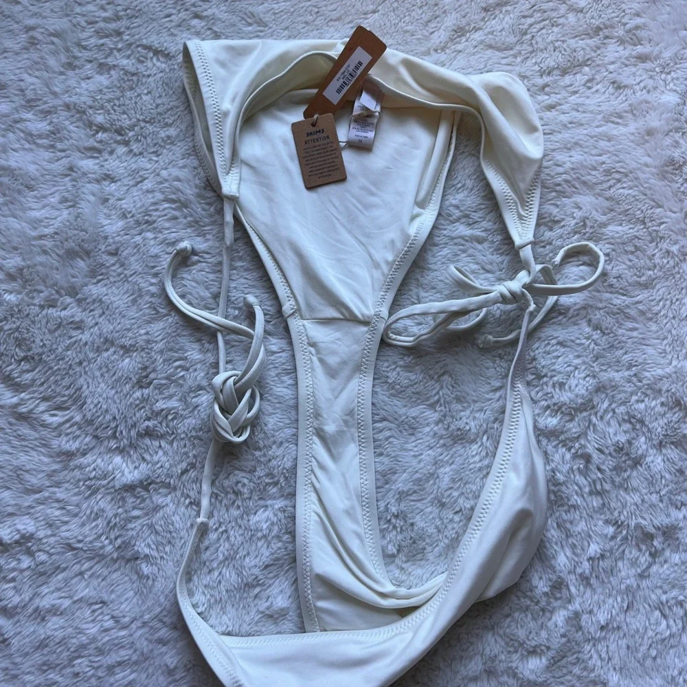 SKIMS Swim Tanga Bikini Bottom Marble White Side Tie SW-TBM-0797 Womens 2X NEW